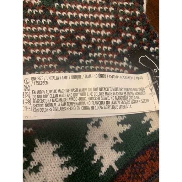 NWT 21 Men Winter Knit Ski Snowboard Scarf Os Ski Lift & Tree Pattern - Picture 6 of 6